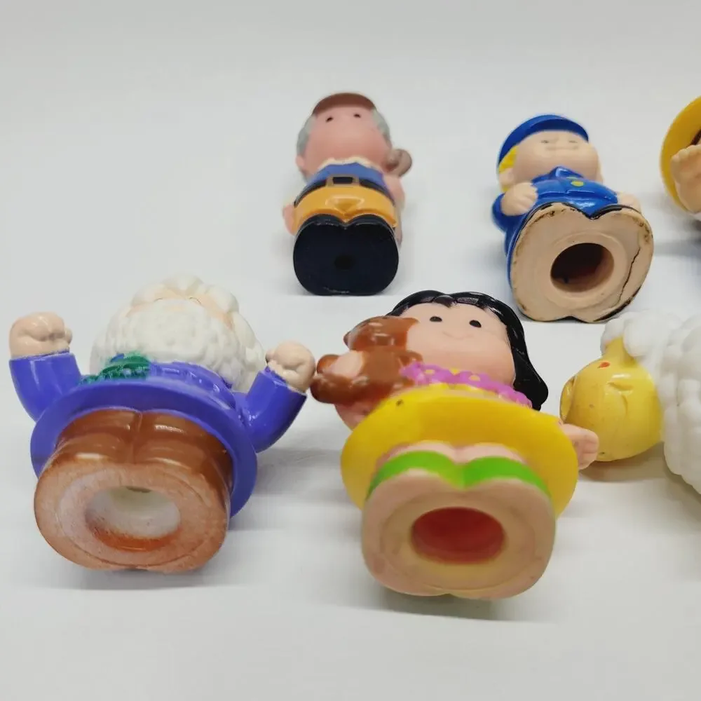 Vintage Fisher Price Little People Figures Lot of 7 All Rubber Farmer Sheep Girl
